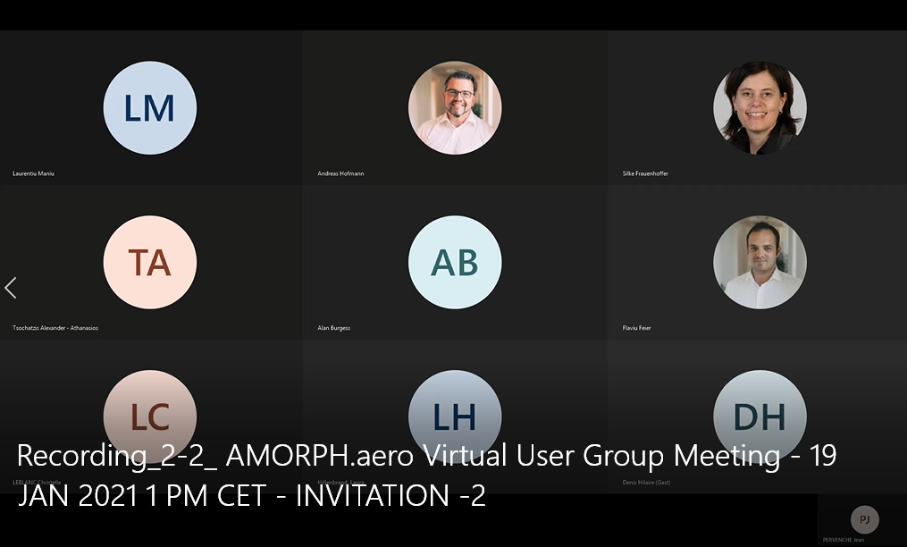 Virtual AMORPH.aero User group Meeting via Teams